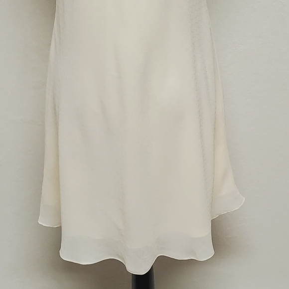 Vintage 80s Micci Creamy Yellow Square Print Sleeveless Chiffon Mini Slip Dress - Picture 10 of 12